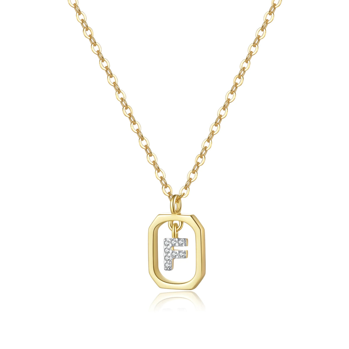 ANDYWEN 925 Sterling Silver Gold Inital Pendant Luxury - Gold F