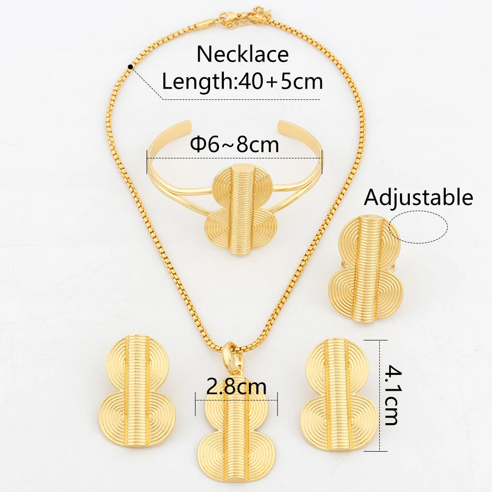 4Pcs Geometry Jewelry Set Round Shape Pendant