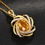 Real 18K Gold 2 Carats Topaz Pendant Women Luxury