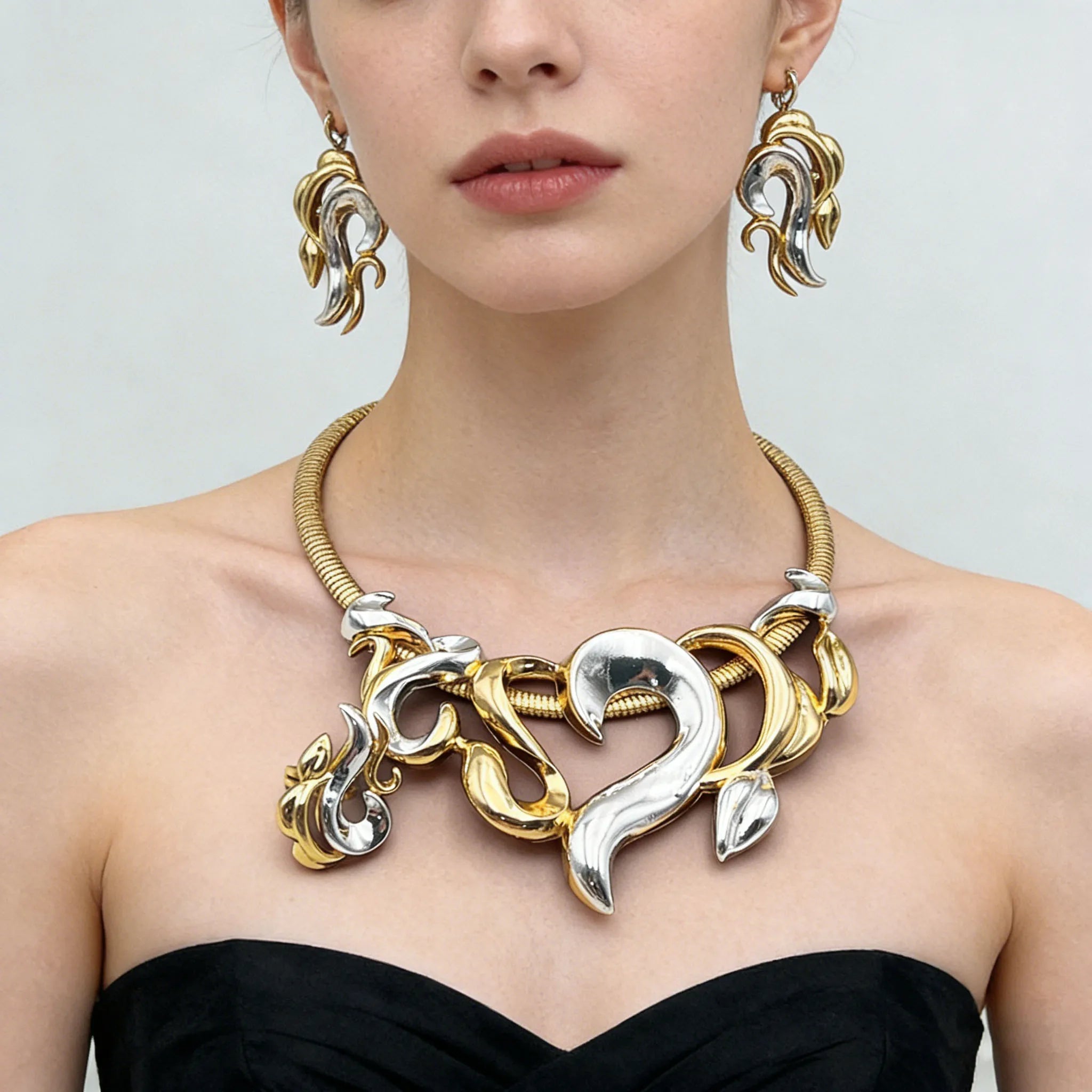 Luxury Jewelry Sets For Women Gold Color Earrings.