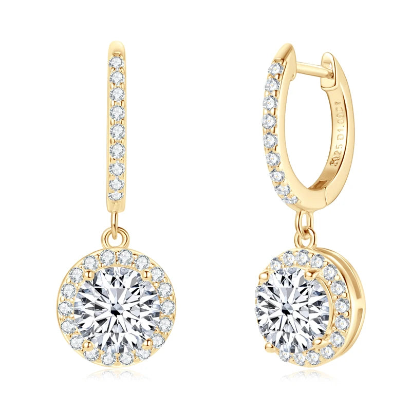 Anziw 3.0CT D Moissanite Pendant Hoop Earrings 925