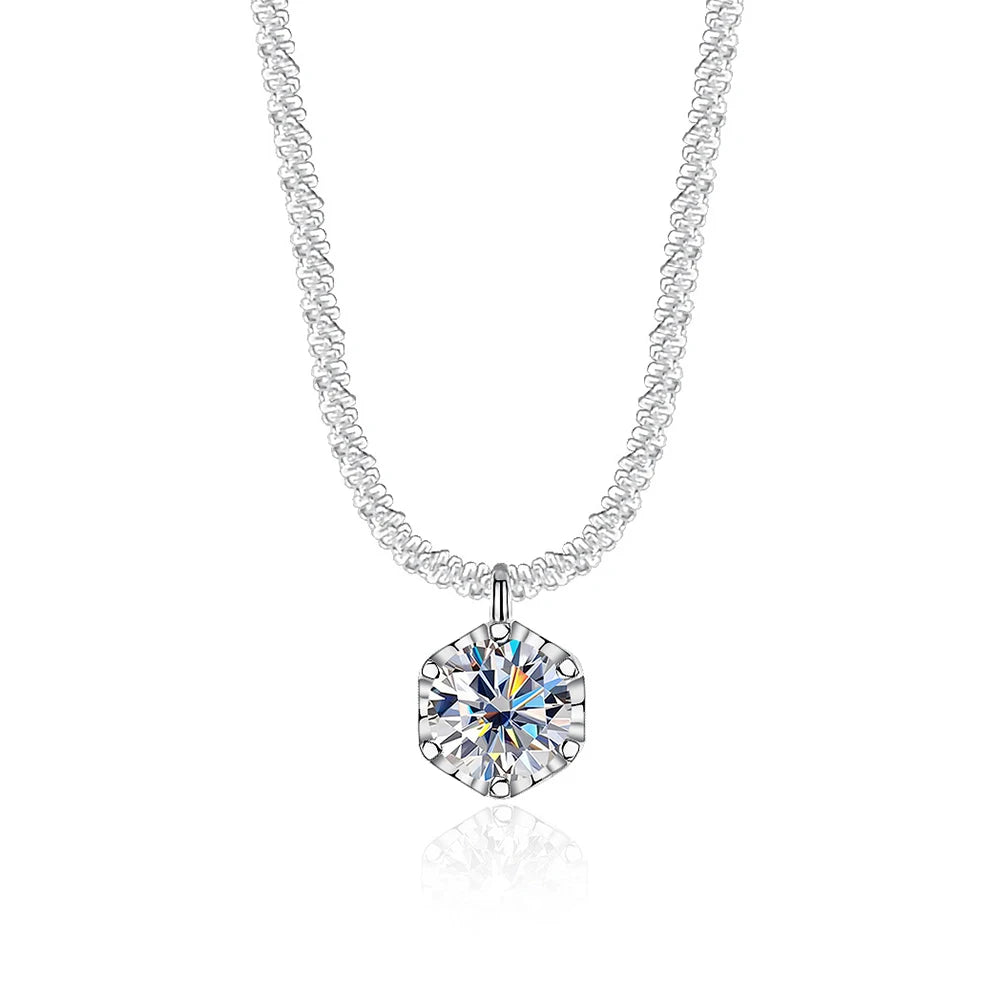 Luxury 1CT GRA Sparkling Moissanite Diamond White - white / 40 plus 5cm / 1ct silver|China Mainland