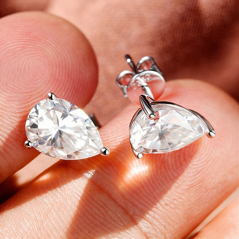 Smyoue 0.5CT 1CT Pear Cut Certified Moissanite Stud