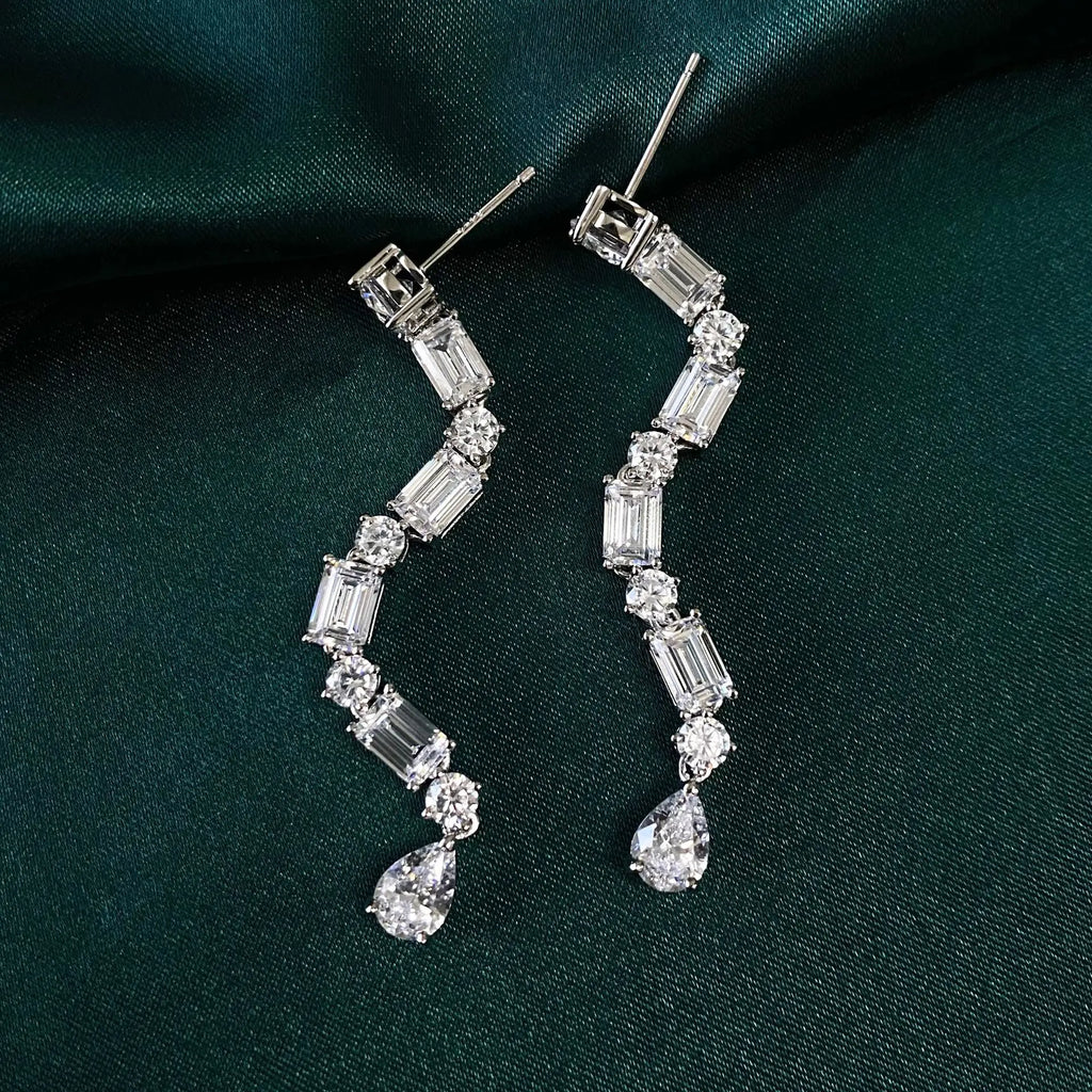 Cosya 6.8CT Full Moissanite Long Drop Earrings.