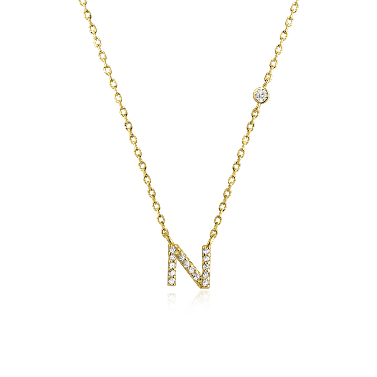 ANDYWEN 925 Sterling Silver Gold Small 26 Letters A- Z - Gold N