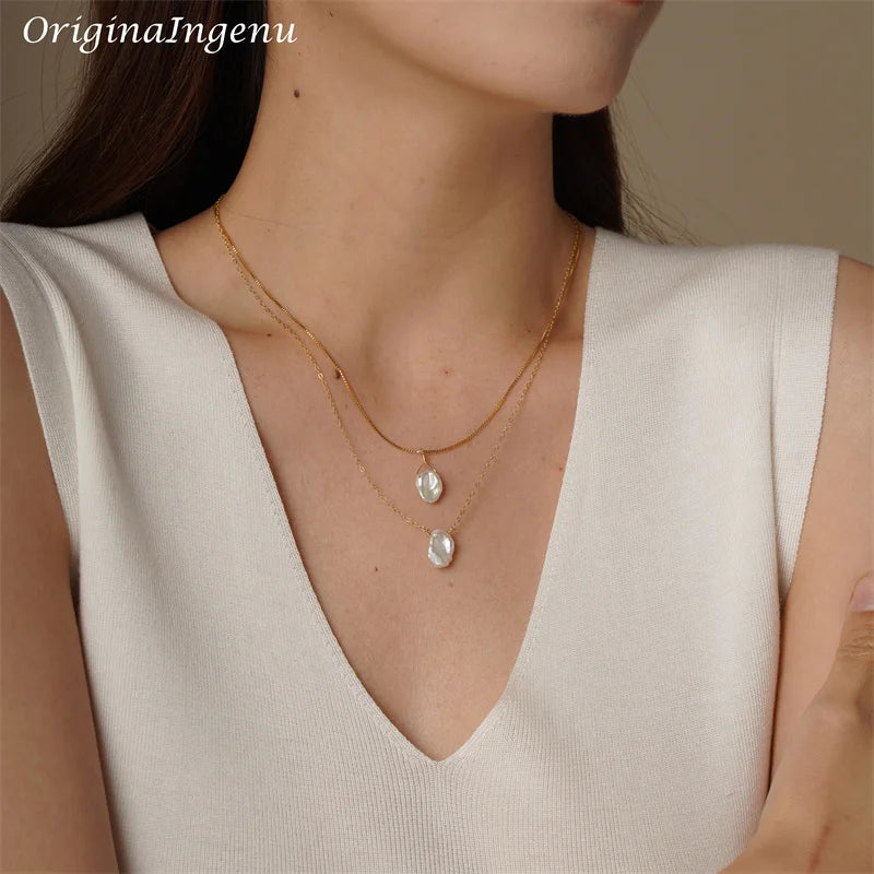 Natural Baroque Pearl Necklace Handmade Jewelry