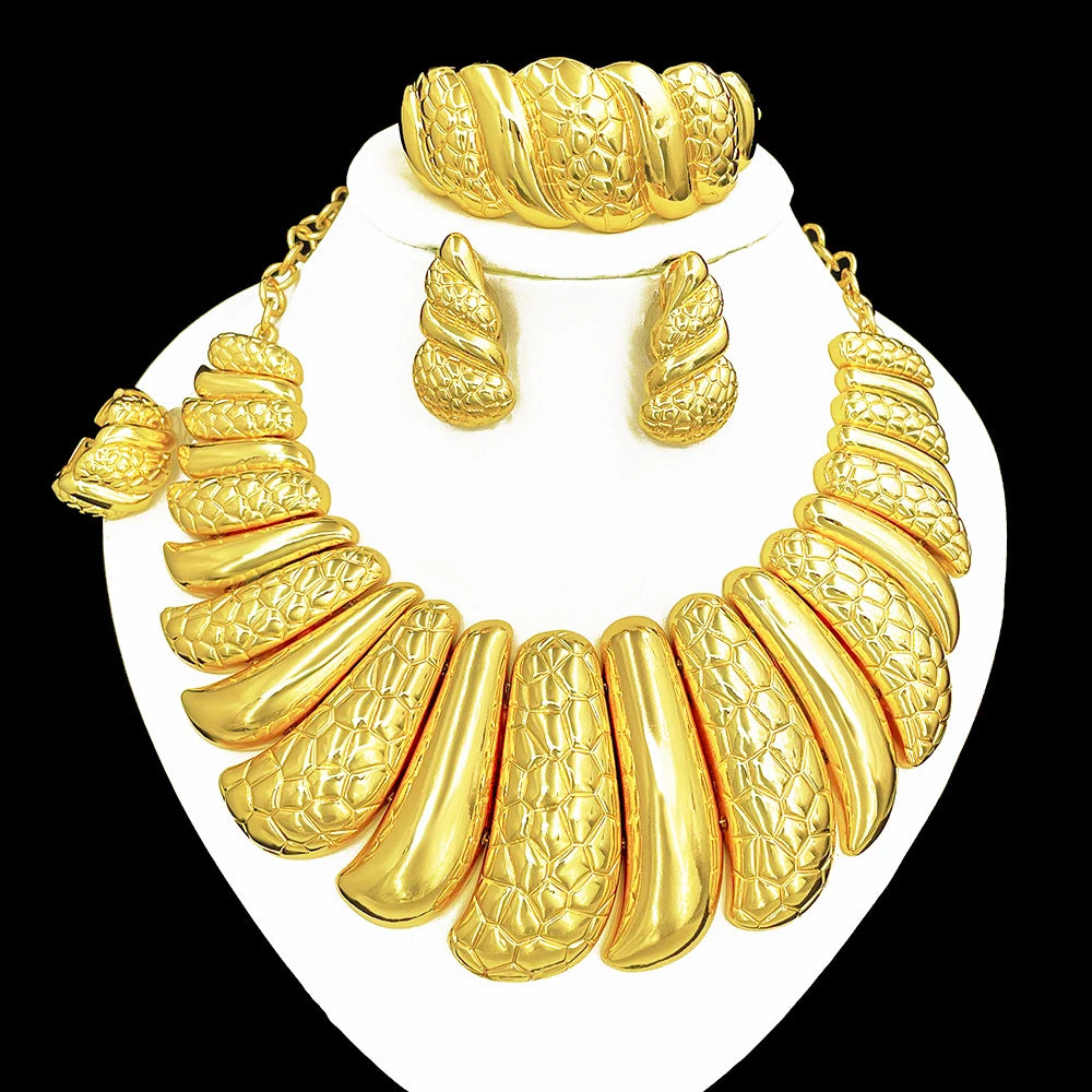 GZJPEI Italian Gold Plated 4Pcs Jewelry Set