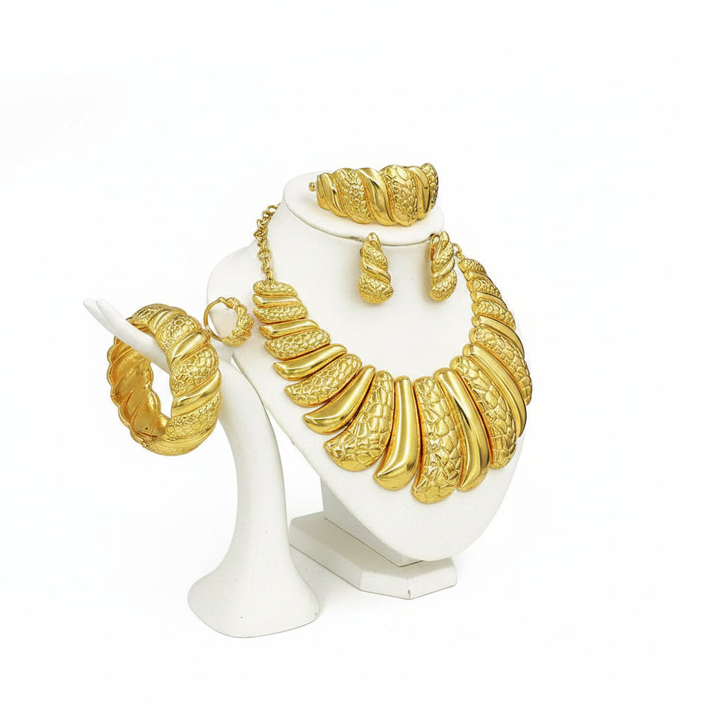 GZJPEI Italian Gold Plated Big Jewelry Sets Large