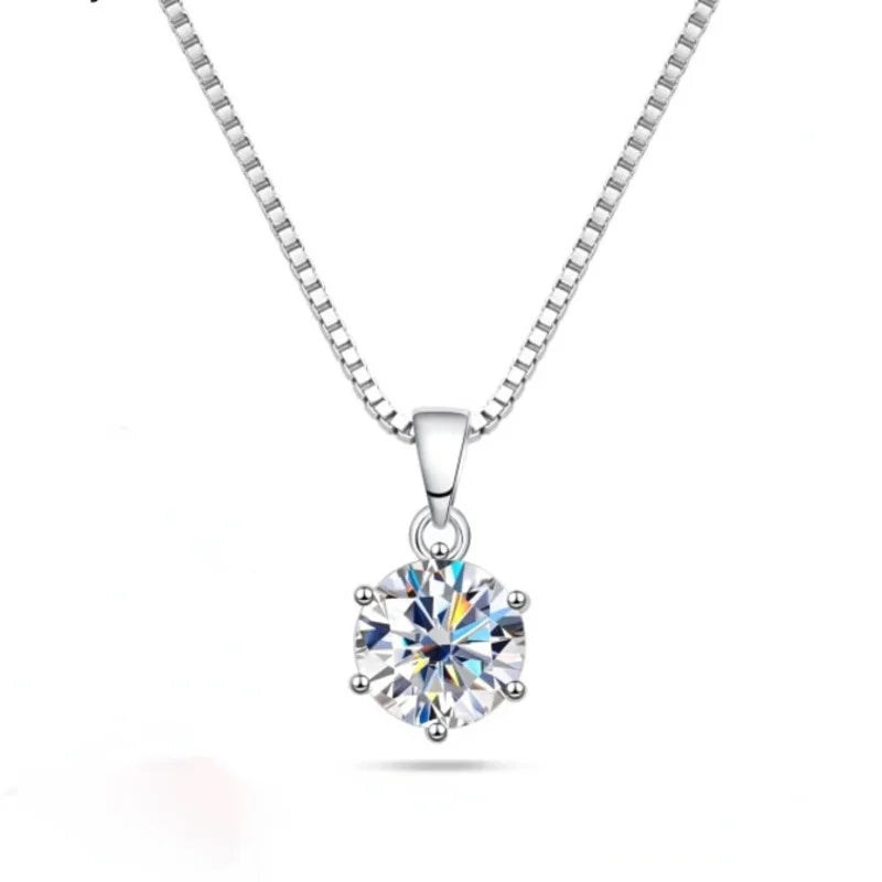 JoyceJelly 1 CT Real Moissanite Pendant Necklace For - silver white / 45cm / 1 ct