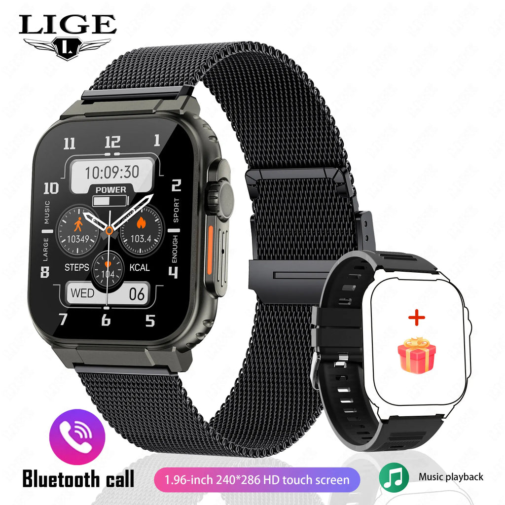 LIGE 600 mA New Smart Watch Men Outdoor Sports Fitness - mesh black