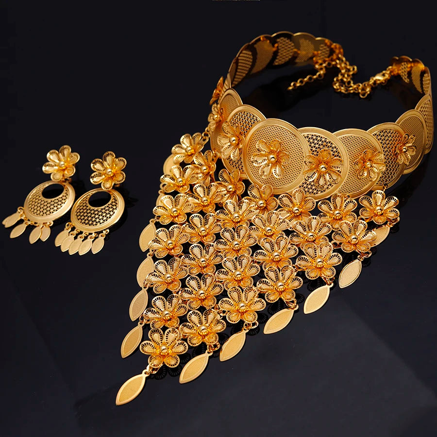 2PCS/Set  Dubai European and American Flower Earri