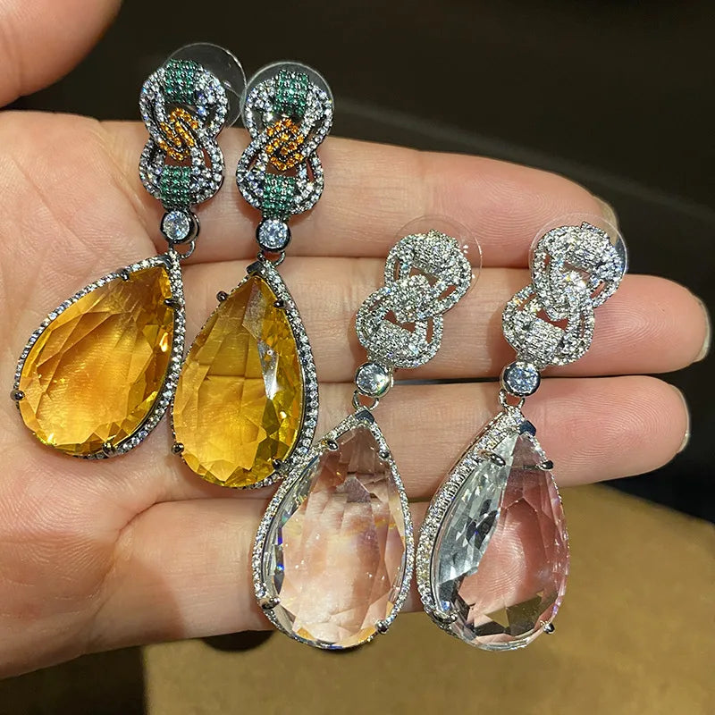 Bilincolor Fashion Vintage Big Yellow Cubic Zircon