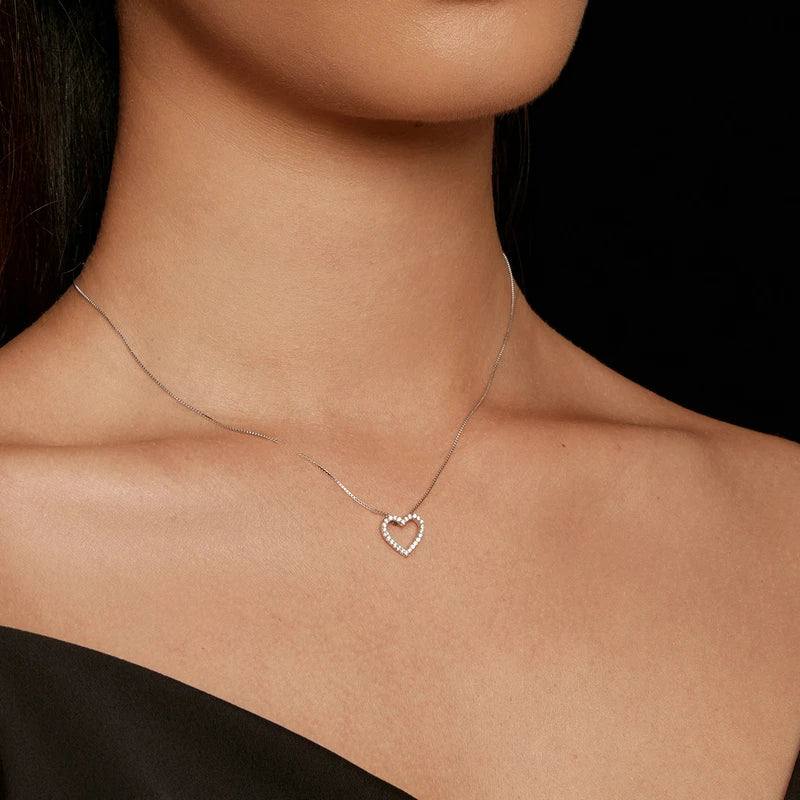 Bamoer U Heart Moissanite Necklace 925 Sterling Silver