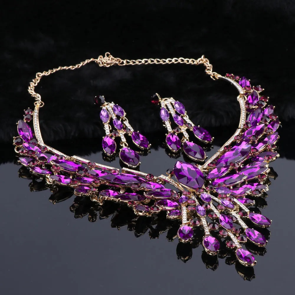 Crystal Bridal Jewelry Sets Wedding Party Costume.