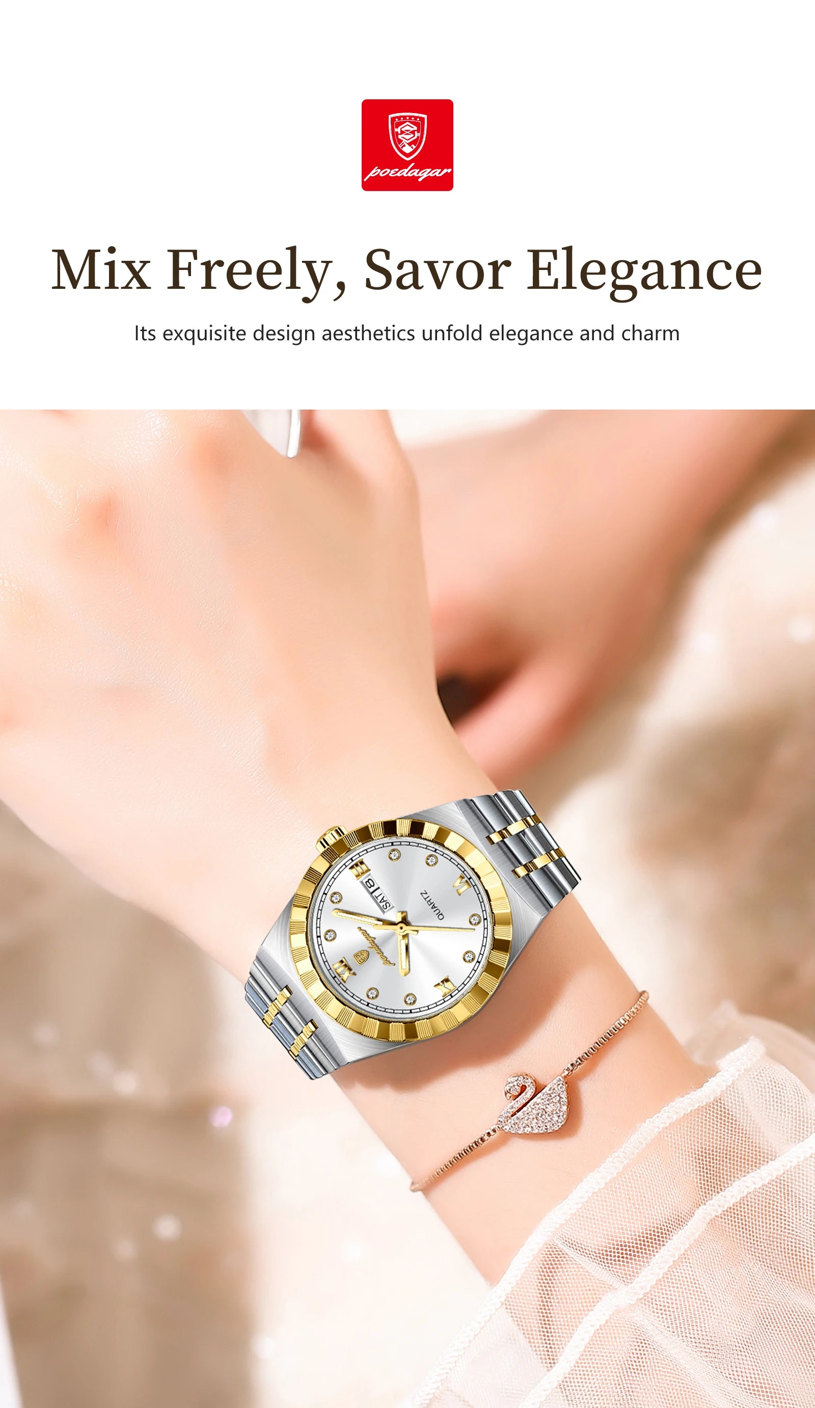 Poedagar Casual Ladies Watch Luminous Waterproof