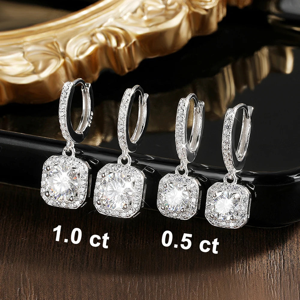 KNOBSPIN D Color Moissanite Earring 925 Sterling