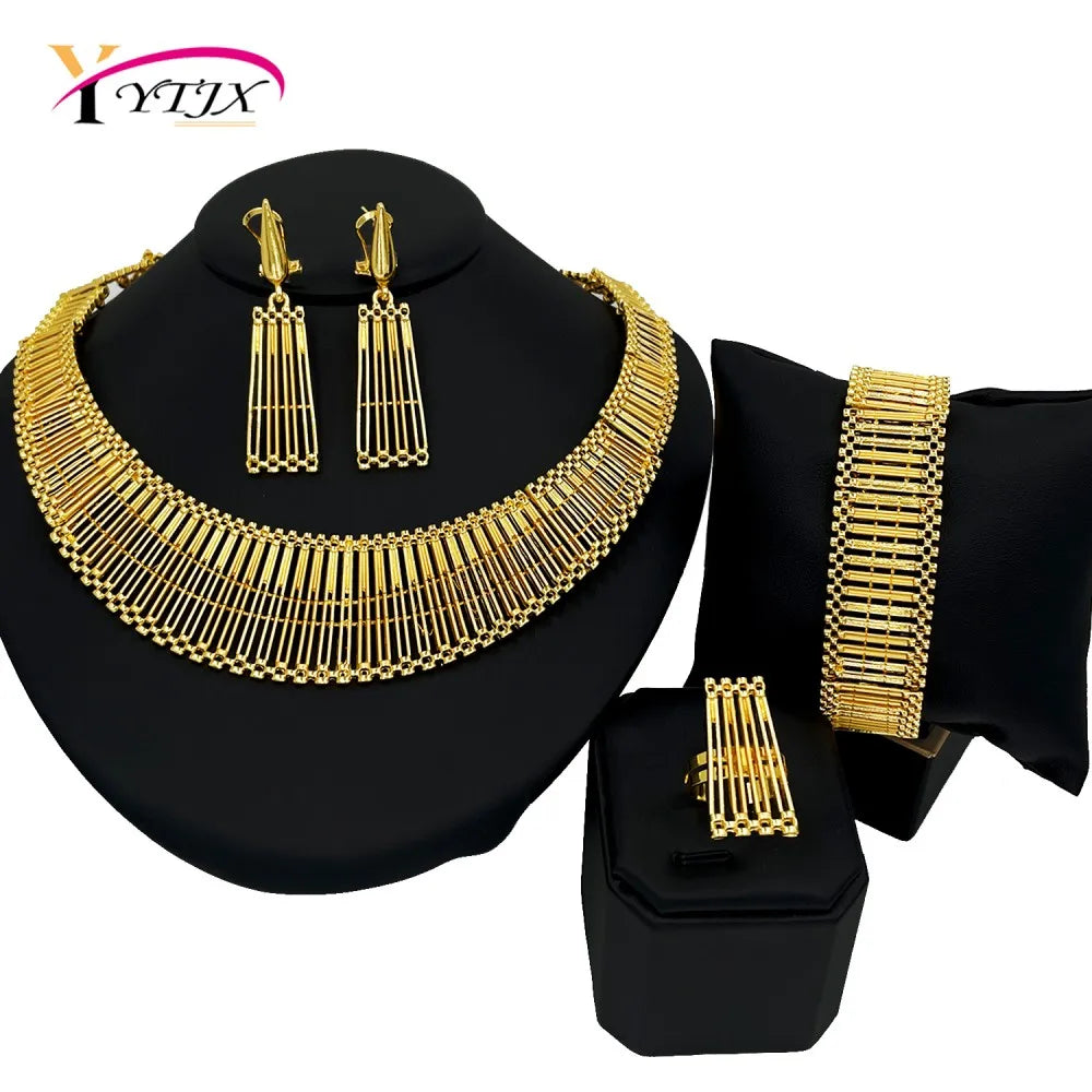 Ytjx Africal Wedding Jewelry Set Luxury Gold Plate