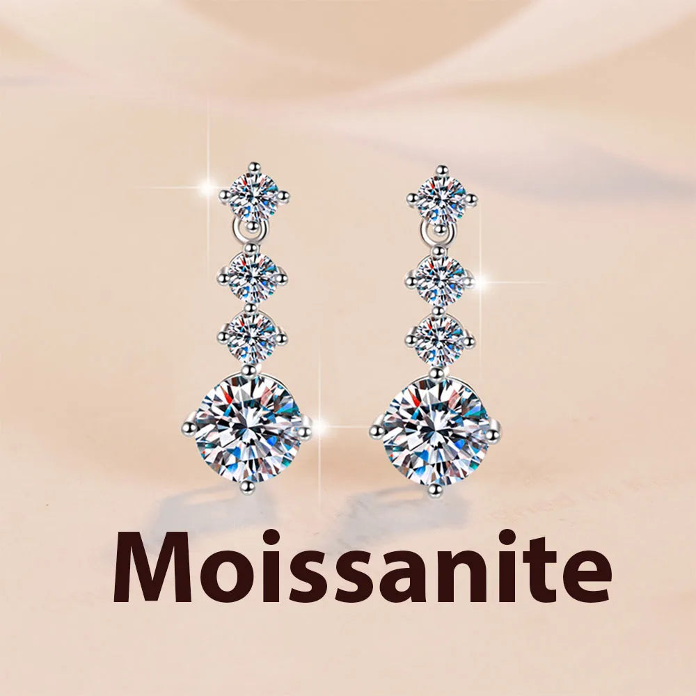 1-2ct Moissanite Earrings for Women Lab Grown