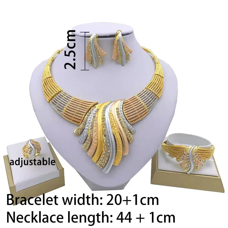 Dubai Jewelry Set For Women 24K Gold Plated Luxury.