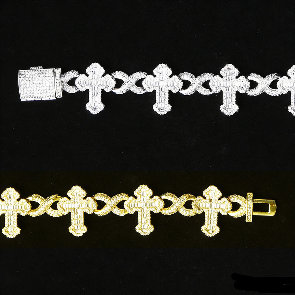 Aokaishen Iced Out Infinity Baguette Cross Link