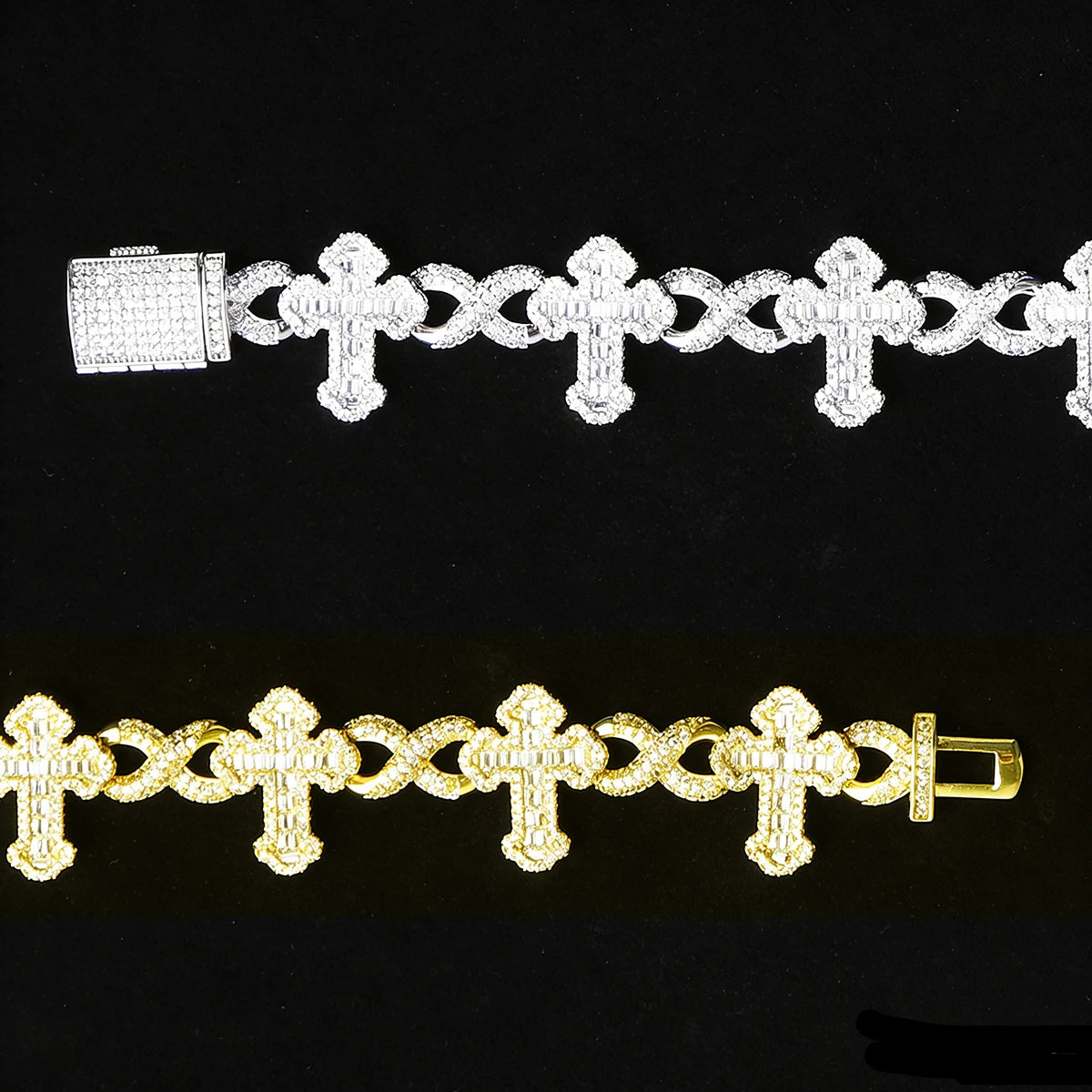 Aokaishen Iced Out Infinity Baguette Cross Link