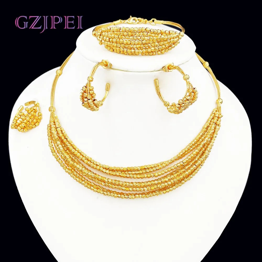 GZJPEI Handmade Women Jewelry Set Multi-layer 18K Gold - A