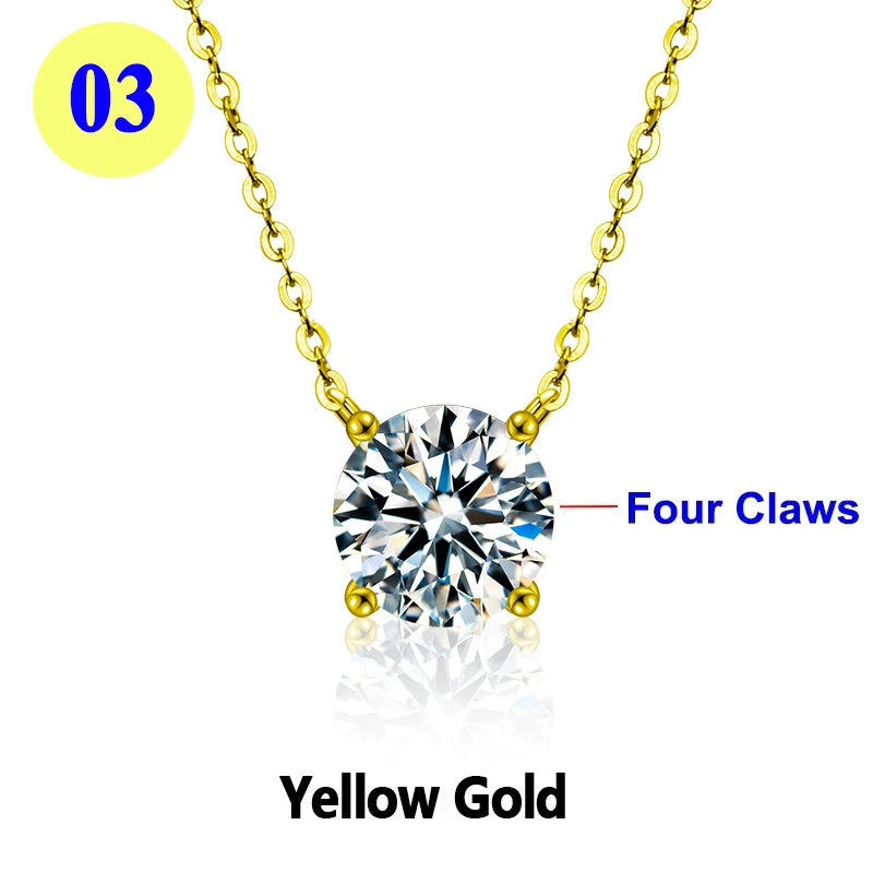 PureMax 1ct 2ct 3ct D Color VVS1 Moissanite Diamond - XL03-yellow / 2ct / 45cm-add box, XL03-yellow / 2ct / 45cm-add bag, XL03-yellow / 3ct / 45cm-add box, XL03-yellow / 3ct / 45cm-add bag, XL03-yellow / 1ct / 45cm-add box, XL03-yellow / 1ct / 45cm-add bag