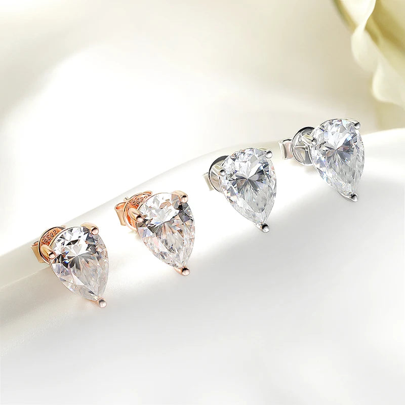 Smyoue 0.5CT 1CT Pear Cut Certified Moissanite Stud