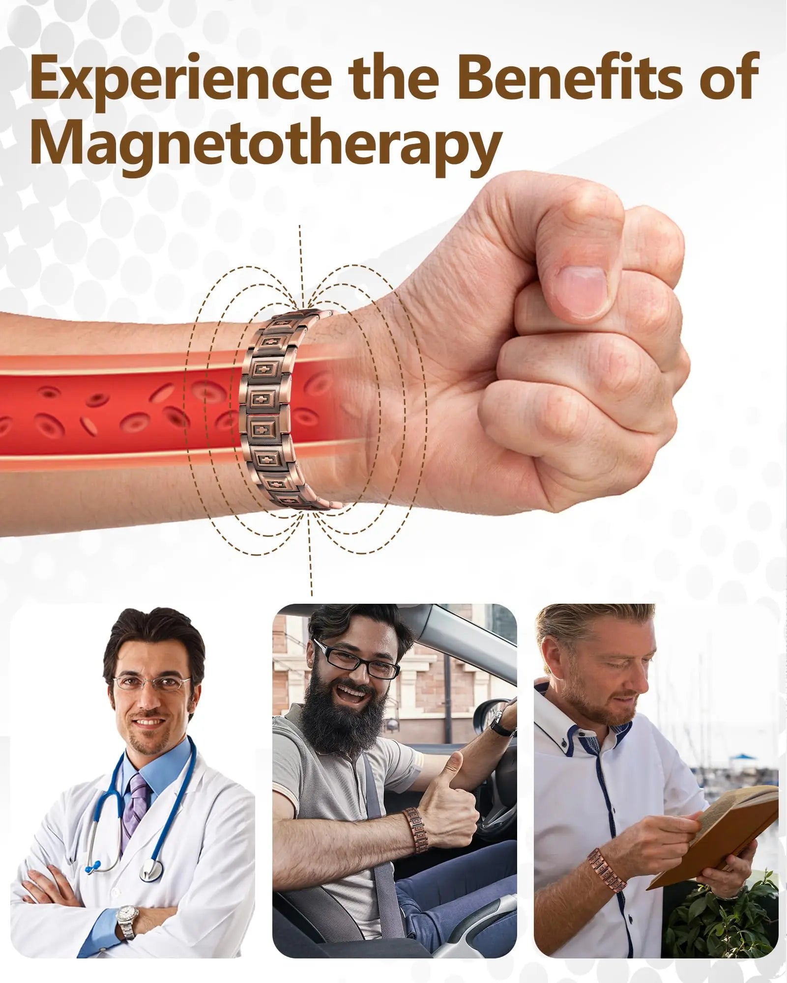 Premium Copper Bracelet for Men  Health with Grid