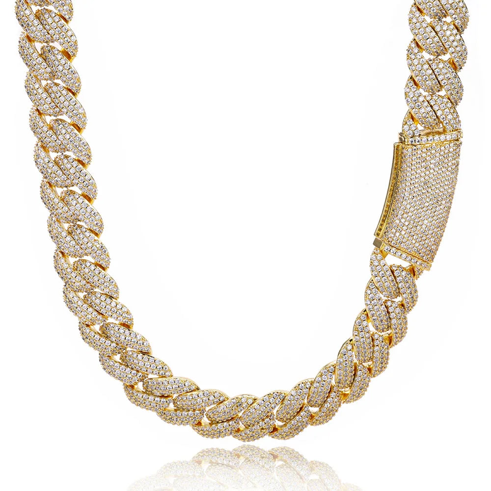 Hhiok Thick 18mm Wide Inlaid Zircon Iced Cuban