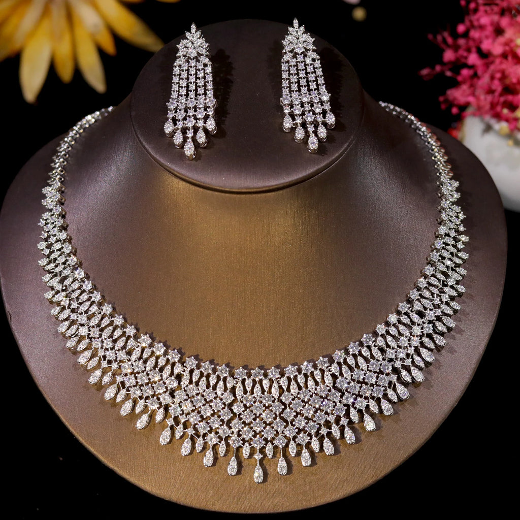 Asnora New Cubic Zirconia Wedding Banquet White
