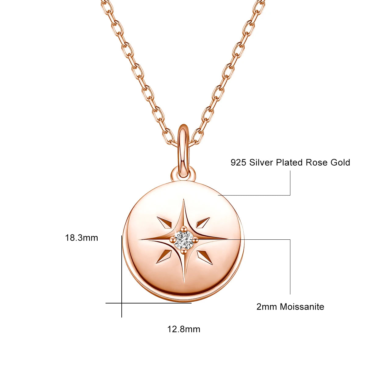 925 Silver Round Star Pendant Necklaces For Women
