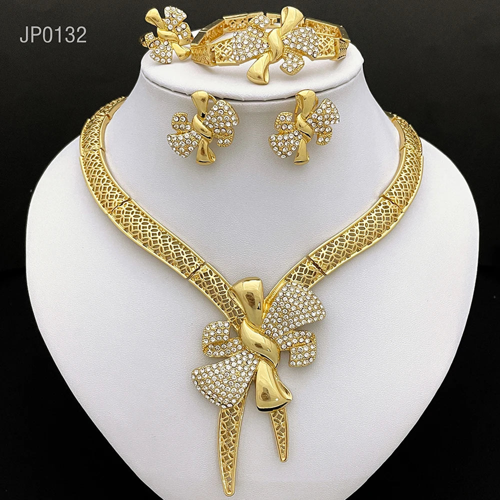 Italy 18k Gold Plated Women Jewelry Set Classic