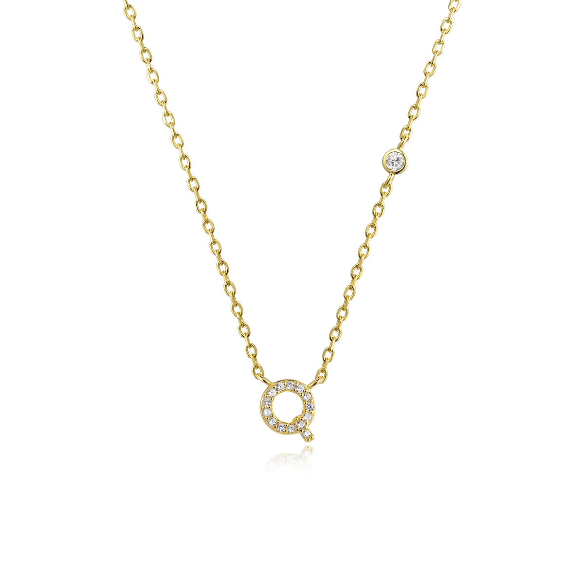 ANDYWEN 925 Sterling Silver Gold Small 26 Letters A- Z - Gold Q