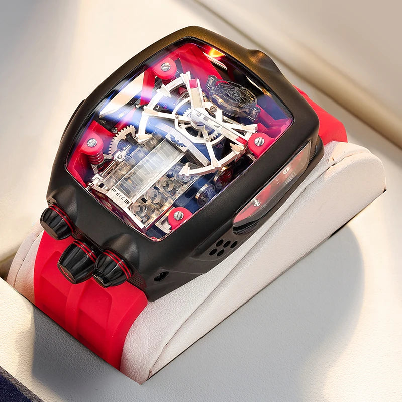 Feice Men's Automatic Skeleton Watch Tourbillon.