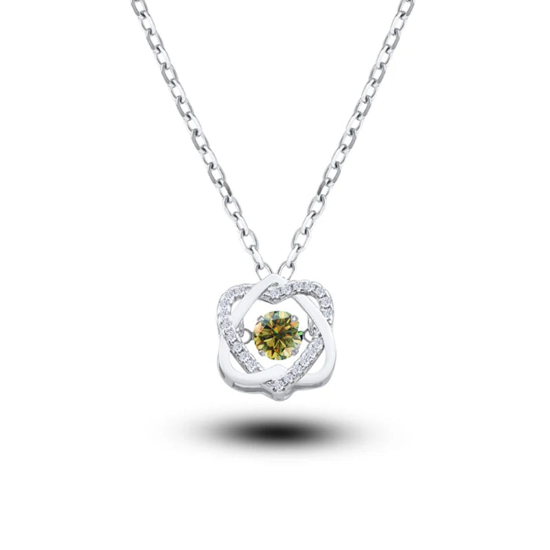 0.5ct GRA Moissanite Necklace for Women Sparkling - yellow green / China Mainland