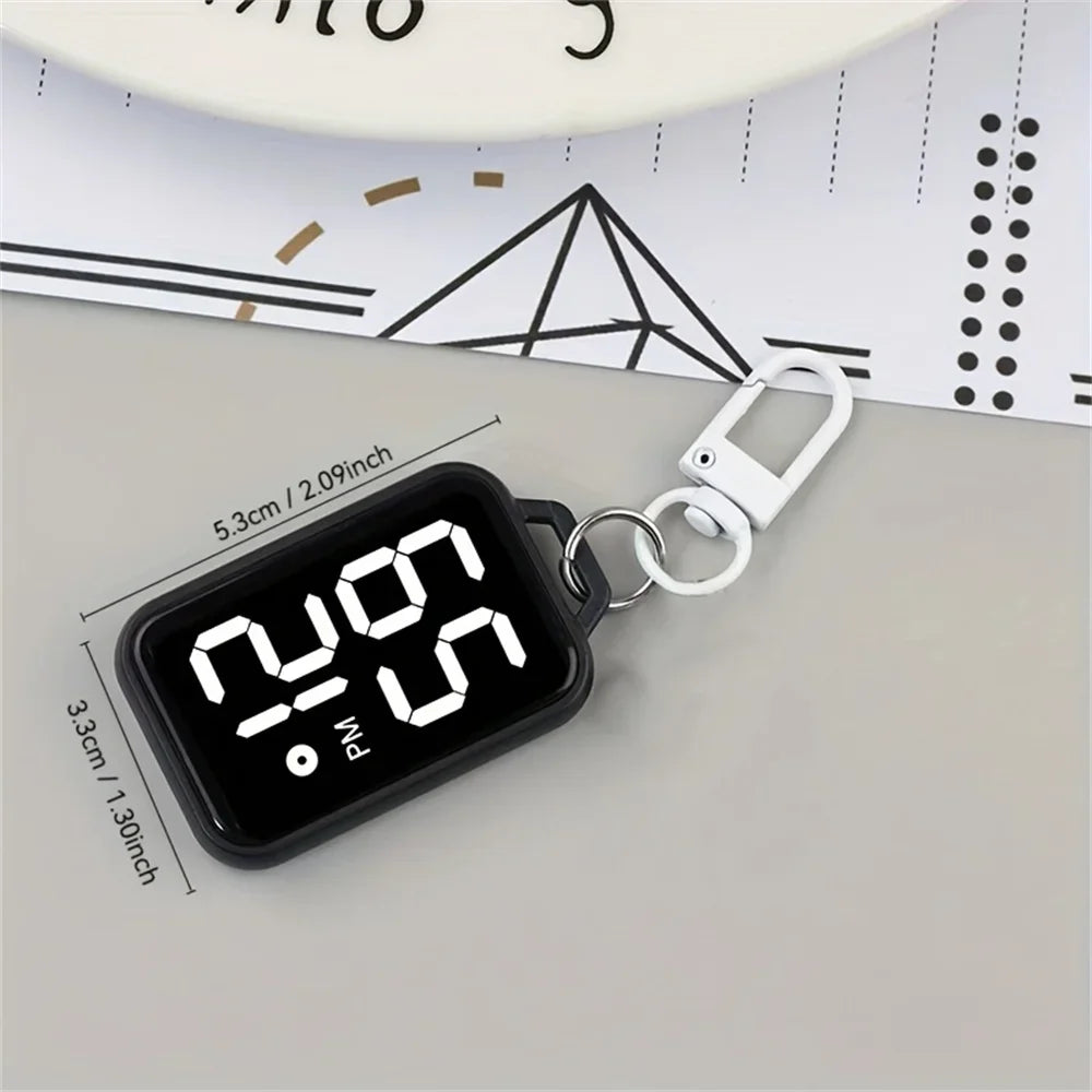 1/4pcs LED Keychain Pocket Watch Digital Display