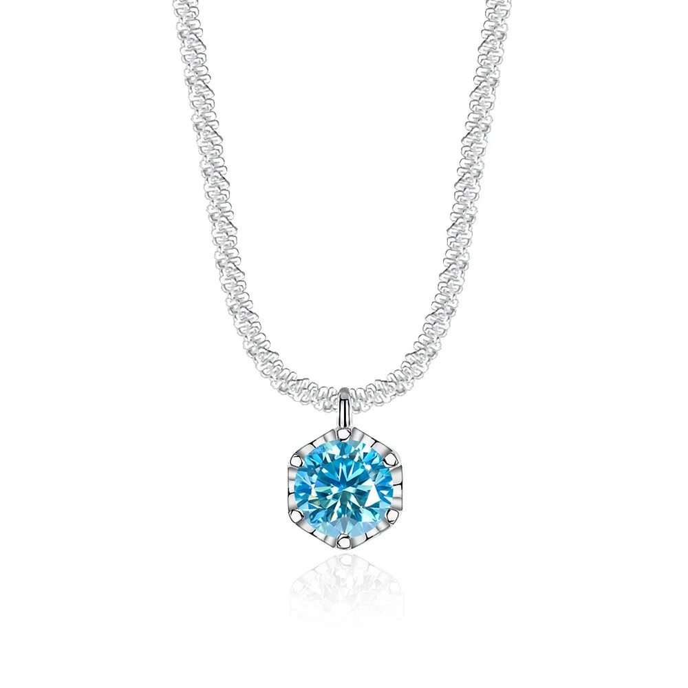 Luxury 1CT GRA Sparkling Moissanite Diamond White - Sea Blue / 40 plus 5cm / 1ct silver|China Mainland