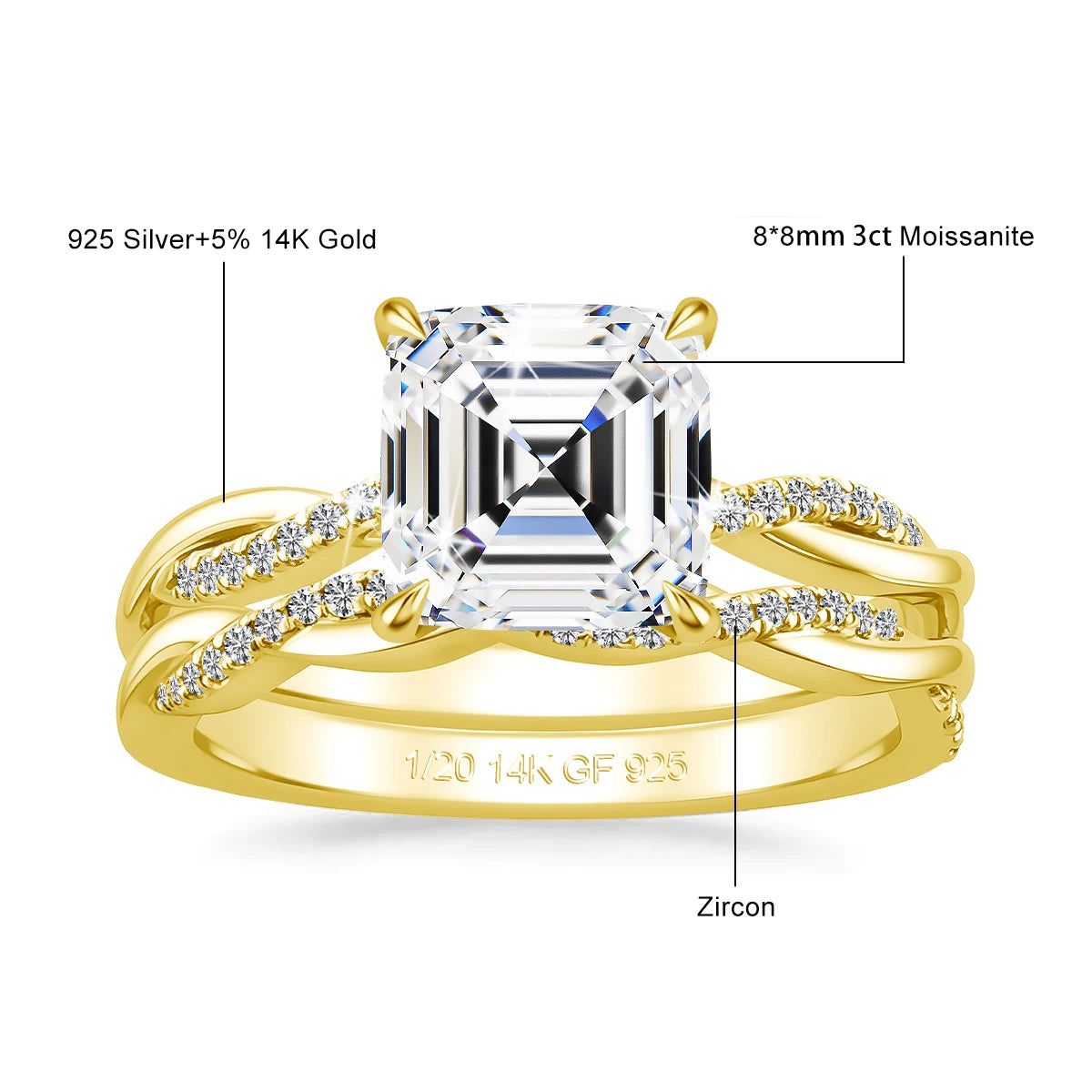 Sdoou Luxury 2pcs 14K Gold Filled Twisted Double