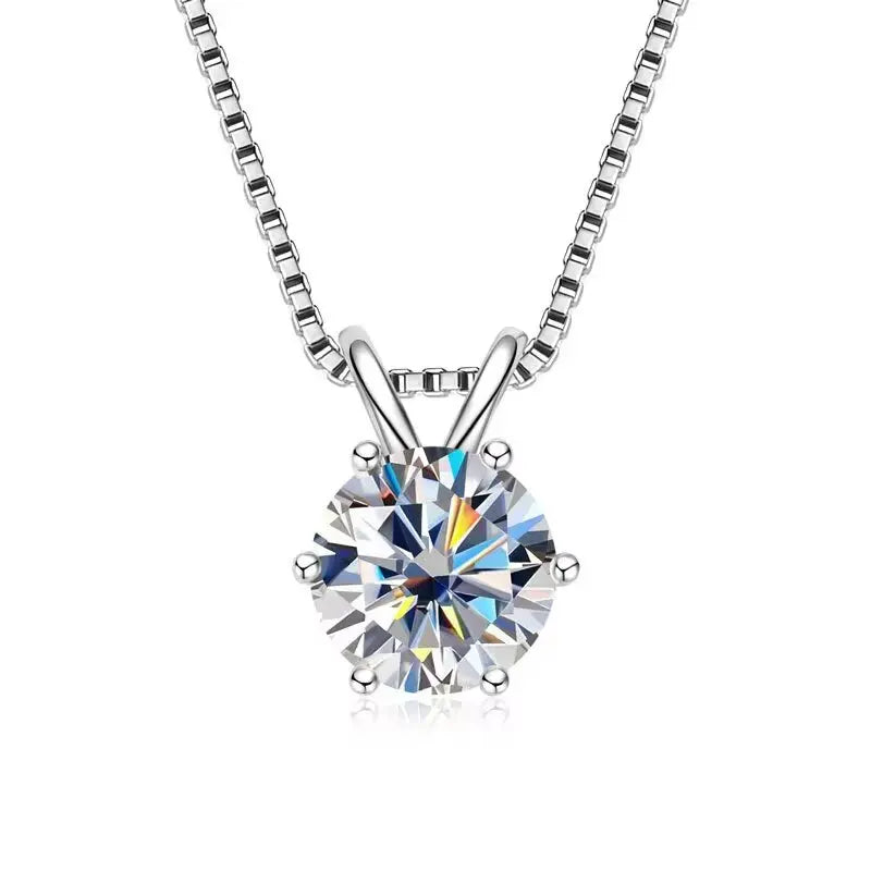 1.0ct-5ct Moissanite Pendant Necklace With Certifi