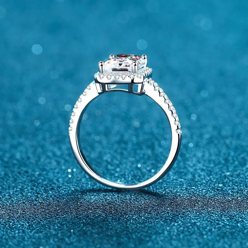 Aeteey Moissanite Diamond Square Ring D Color 1CT