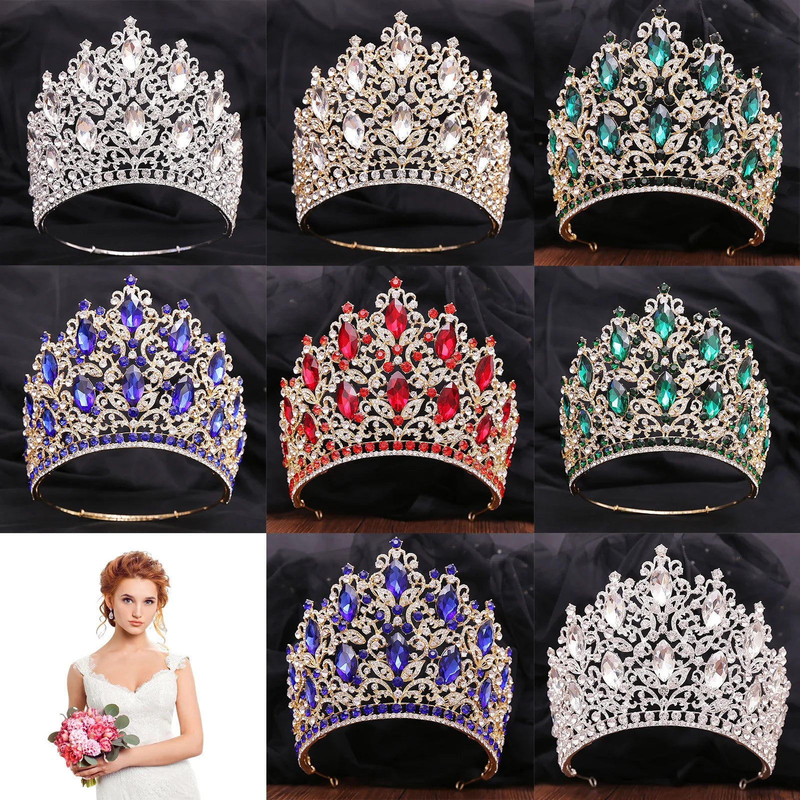 Luxury Wedding Tiaras For Bride Crystal Rhinestone