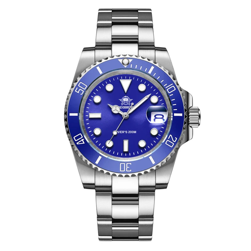 ADDIESDIVE Stainless Steel Watch Men's European and - blue steel
