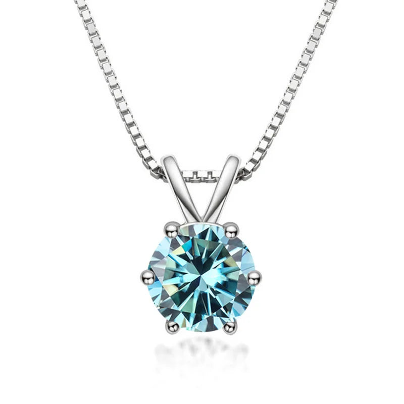 Bague Ringen 100% 925 Sterling Silver 1ct Moissanite - blue silver