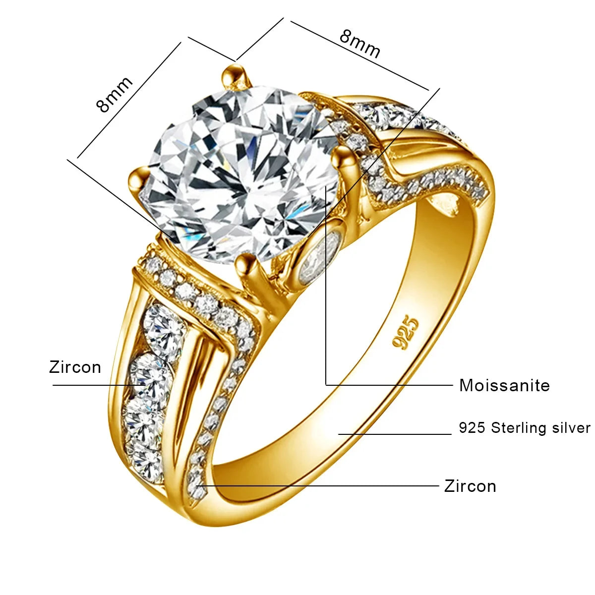 Certified D Color VVS1 2ct Moissanite Diamond Ring - 925 Sterling Silver / Moissanite Zirconia 2 / 5, 925 Sterling Silver / Moissanite Zirconia 2 / 6, 925 Sterling Silver / Moissanite Zirconia 2 / 7, 925 Sterling Silver / Moissanite Zirconia 2 / 8, 925 Sterling Silver / Moissanite Zirconia 2 / 9, 925 Sterling Silver / Moissanite Zirconia 2 / 10, 925 Sterling Silver / Moissanite Zirconia 2 / 11, 925 Sterling Silver / Moissanite Zirconia 2 / 12, 925 Sterling Silver / Moissanite Zirconia 2 / 13