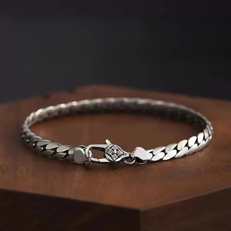 S925 Sterling Silver Fashion Simple Elegant Cuban