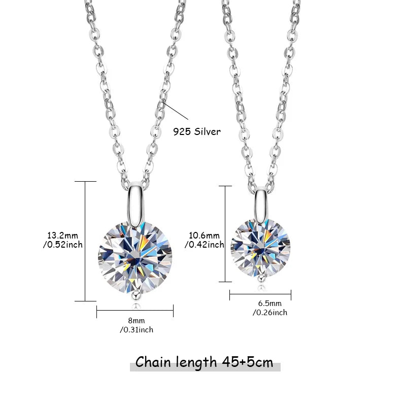 OXTAO 2CT 1CT D Color Real Moissanite Pendant Necklace