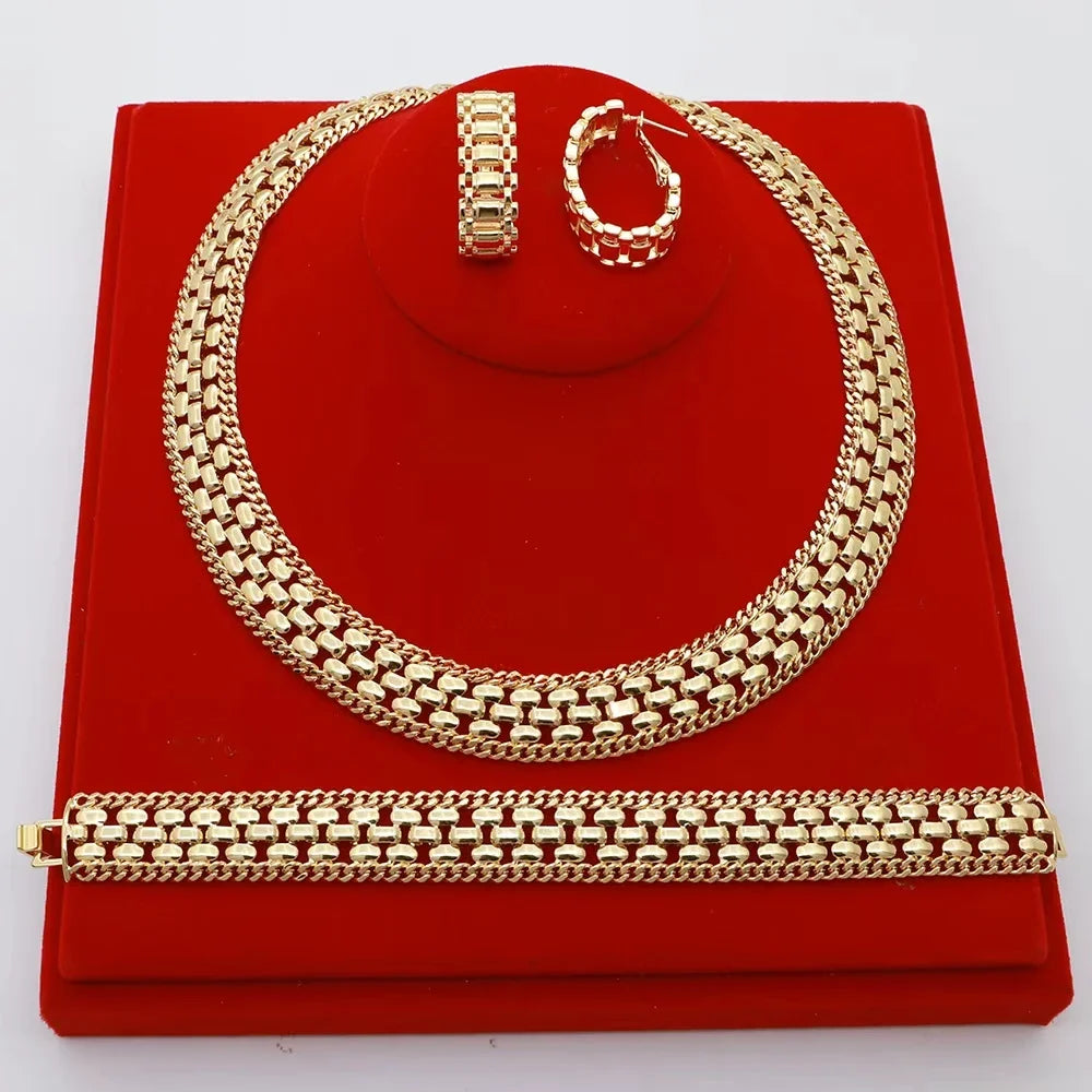 Dubai Luxury Handmade Women Jewelry Set 18k Gold-P.