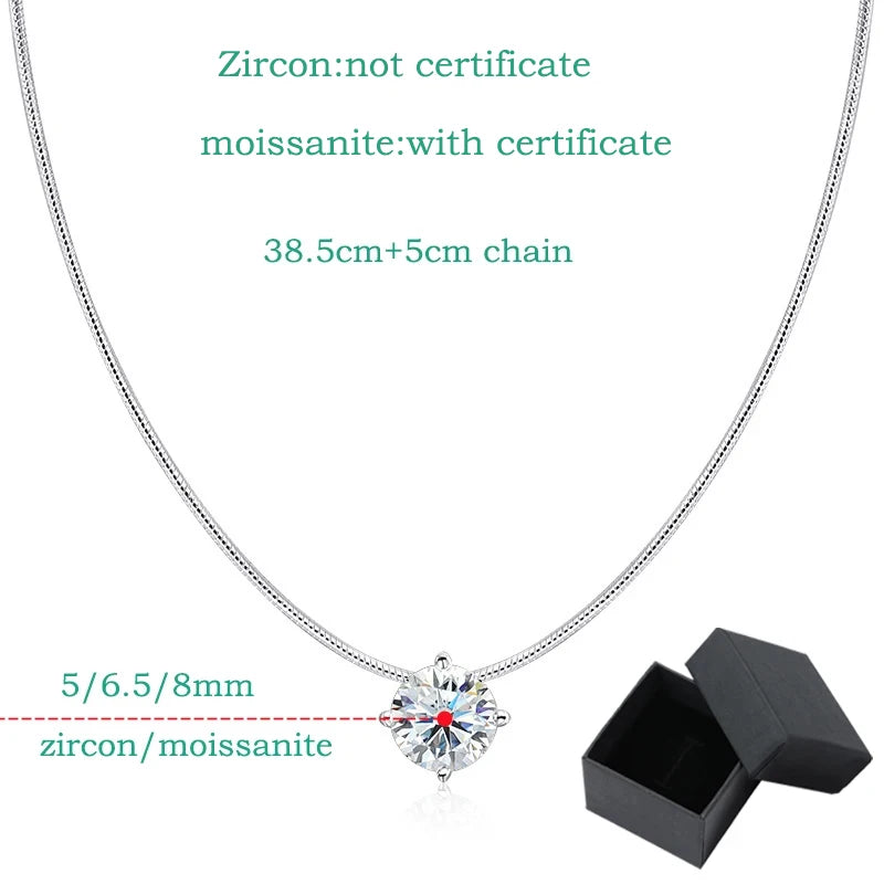 Smyoue 0.5-2CT D Color Certified Moissanite Necklace