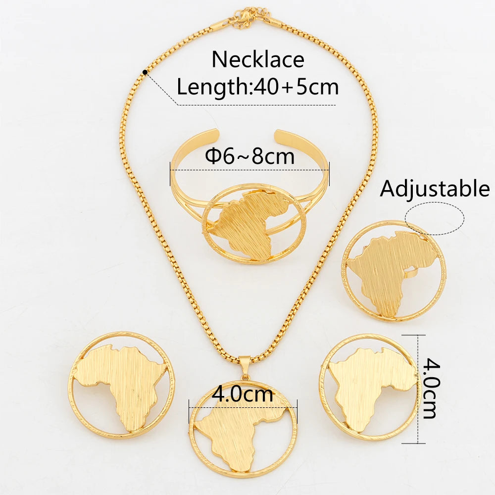 4Pcs Geometry Jewelry Set Round Shape Pendant